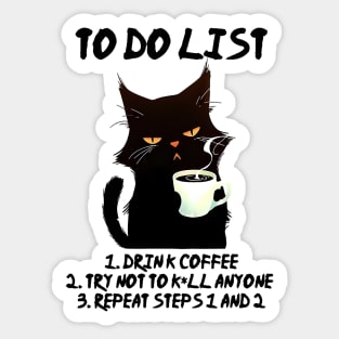 Black Cat To Do List Sticker